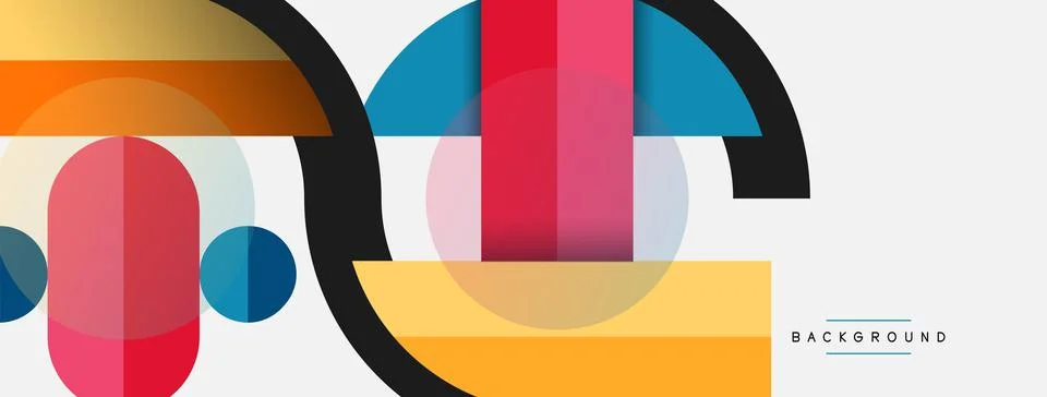 Geometric shapes composition abstract background. Circles lines and rectangles 스톡 일러스트