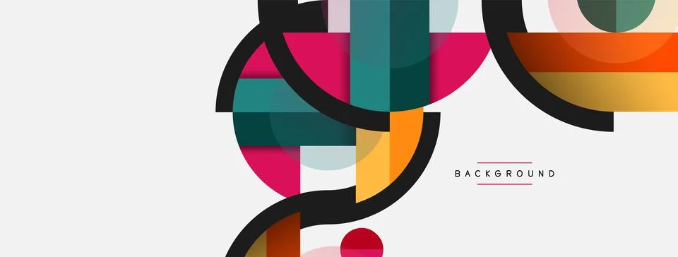 Geometric shapes composition abstract background. Circles lines and rectangles 스톡 일러스트