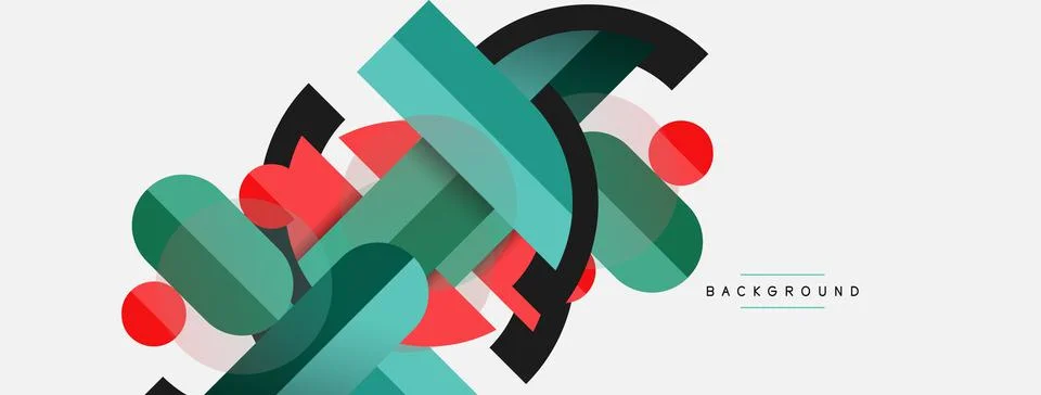 Geometric shapes composition abstract background. Circles lines and rectangles 스톡 일러스트