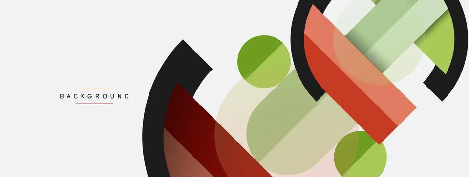 Geometric shapes composition abstract background. Circles lines and rectangles Illustrazione stock