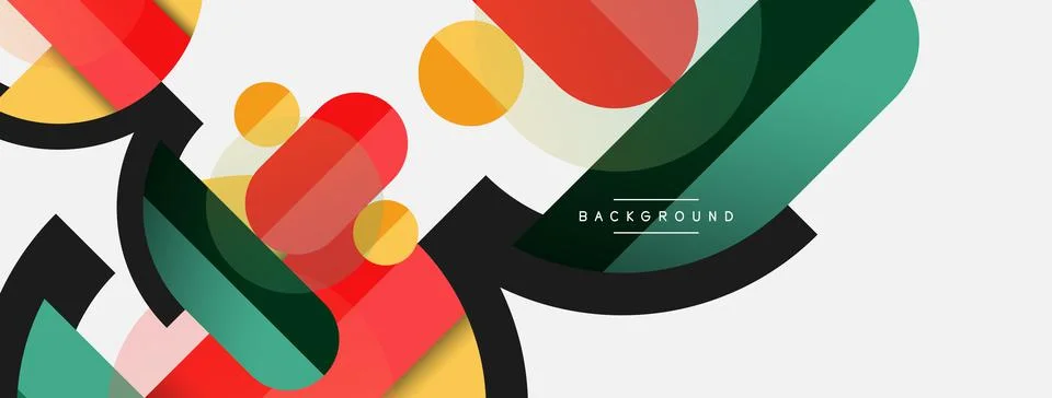 Geometric shapes composition abstract background. Circles lines and rectangles Stockillustratie