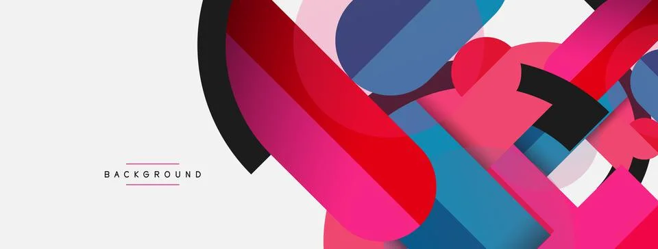 Geometric shapes composition abstract background. Circles lines and rectangles Stock Illustration
