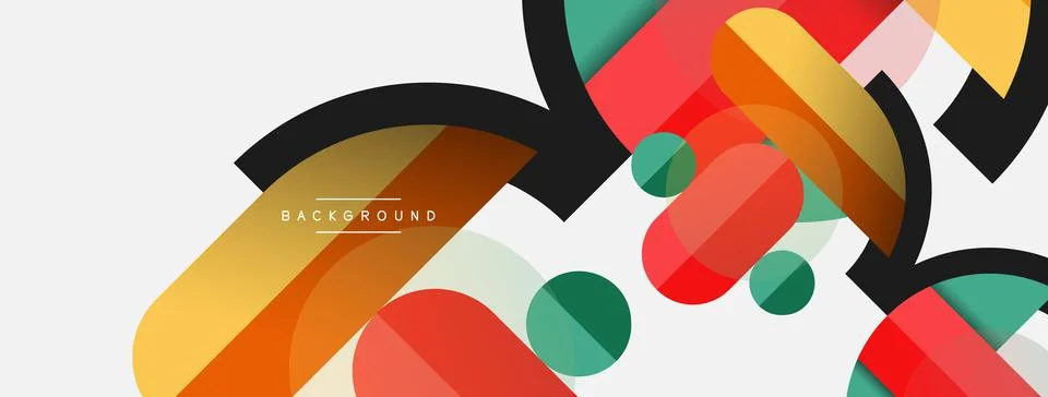 Geometric shapes composition abstract background. Circles lines and rectangles Stockillustratie