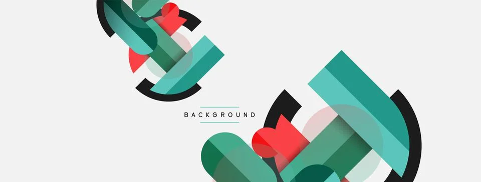 Geometric shapes composition abstract background. Circles lines and rectangles 스톡 일러스트