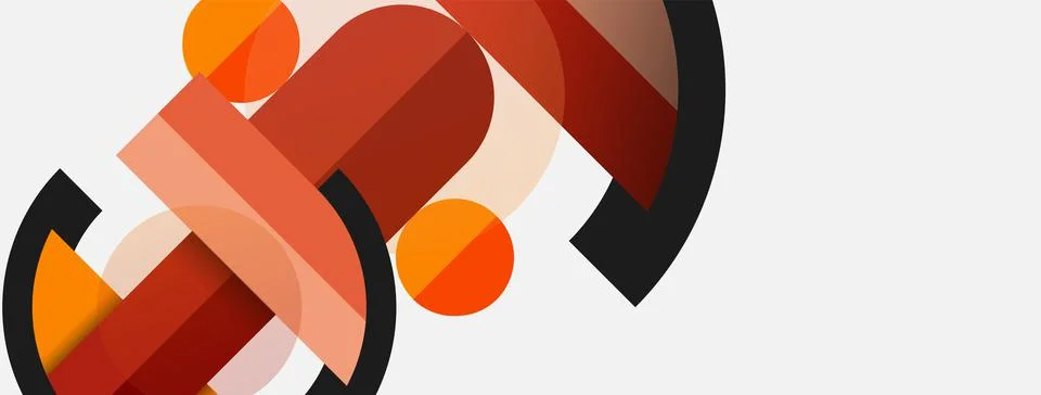 Geometric shapes composition abstract background. Circles lines and rectangles Stock Illustration