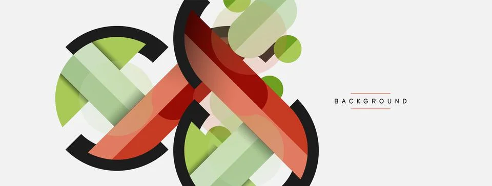 Geometric shapes composition abstract background. Circles lines and rectangles Illustrazione stock