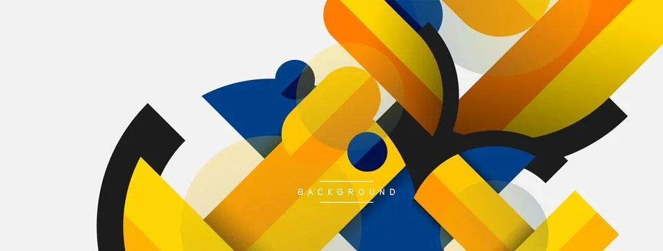 Geometric shapes composition abstract background. Circles lines and rectangles Stock Illustration