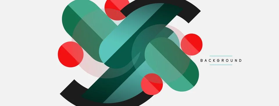Geometric shapes composition abstract background. Circles lines and rectangles Stock Illustration
