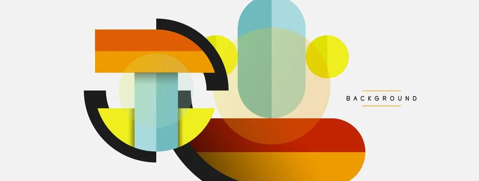 Geometric shapes composition abstract background. Circles lines and rectangles 스톡 일러스트