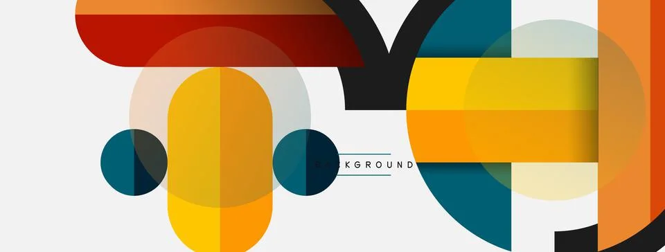 Geometric shapes composition abstract background. Circles lines and rectangles Illustrazione stock