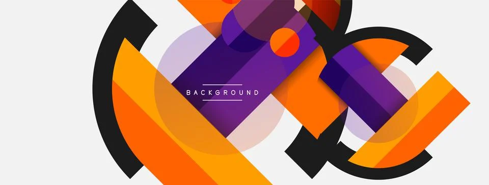 Geometric shapes composition abstract background. Circles lines and rectangles Illustrazione stock