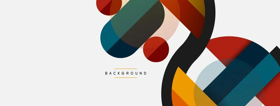 Geometric shapes composition abstract background. Circles lines and rectangles Stock Illustration