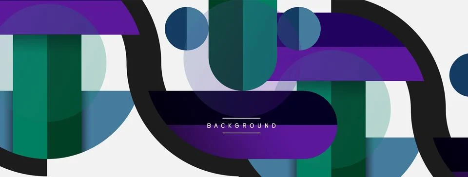 Geometric shapes composition abstract background. Circles lines and rectangles 库存插图