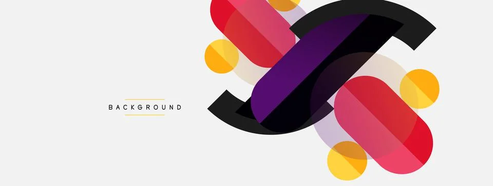 Geometric shapes composition abstract background. Circles lines and rectangles Stock Illustration
