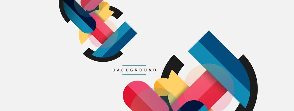 Geometric shapes composition abstract background. Circles lines and rectangles 스톡 일러스트