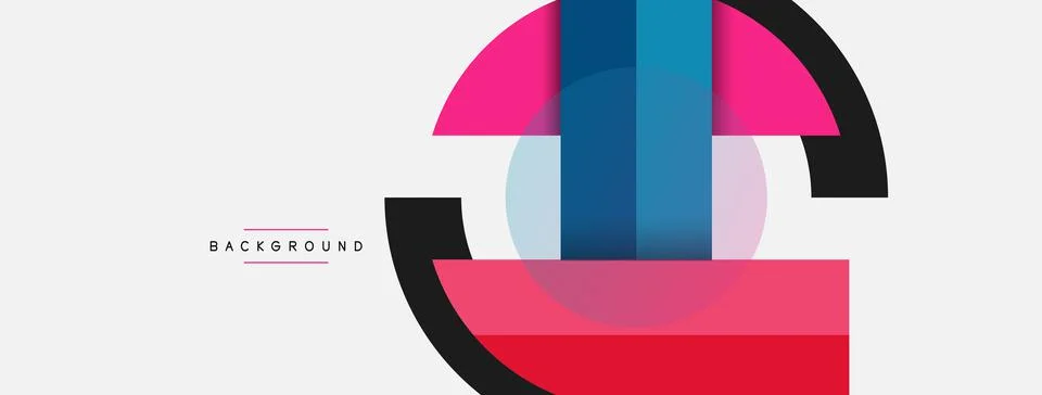 Geometric shapes composition abstract background. Circles lines and rectangles Illustrazione stock