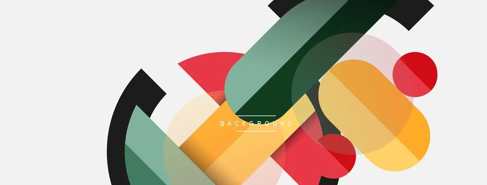 Geometric shapes composition abstract background. Circles lines and rectangles Illustrazione stock