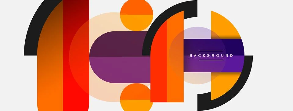 Geometric shapes composition abstract background. Circles lines and rectangles Illustration