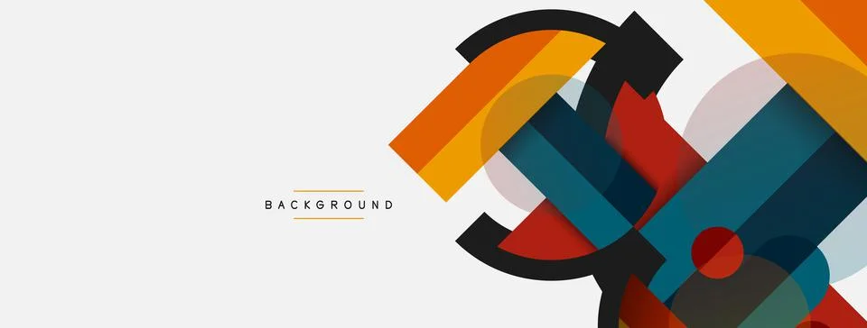 Geometric shapes composition abstract background. Circles lines and rectangles イラスト素材