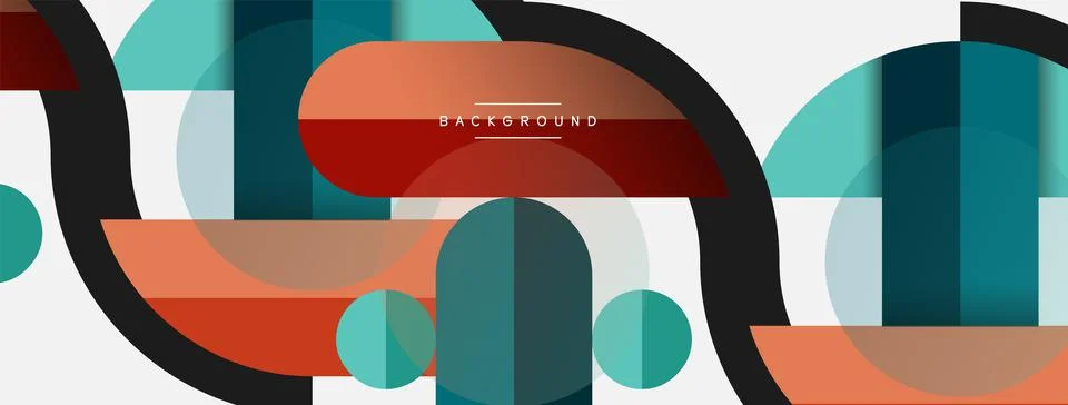 Geometric shapes composition abstract background. Circles lines and rectangles 스톡 일러스트