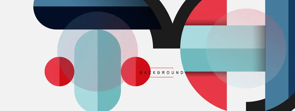 Geometric shapes composition abstract background. Circles lines and rectangles 스톡 일러스트