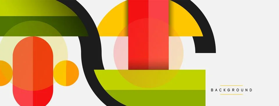 Geometric shapes composition abstract background. Circles lines and rectangles 스톡 일러스트