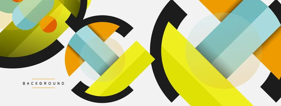 Geometric shapes composition abstract background. Circles lines and rectangles イラスト素材