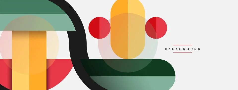 Geometric shapes composition abstract background. Circles lines and rectangles 스톡 일러스트