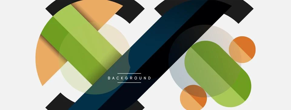 Geometric shapes composition abstract background. Circles lines and rectangles Stock Illustration