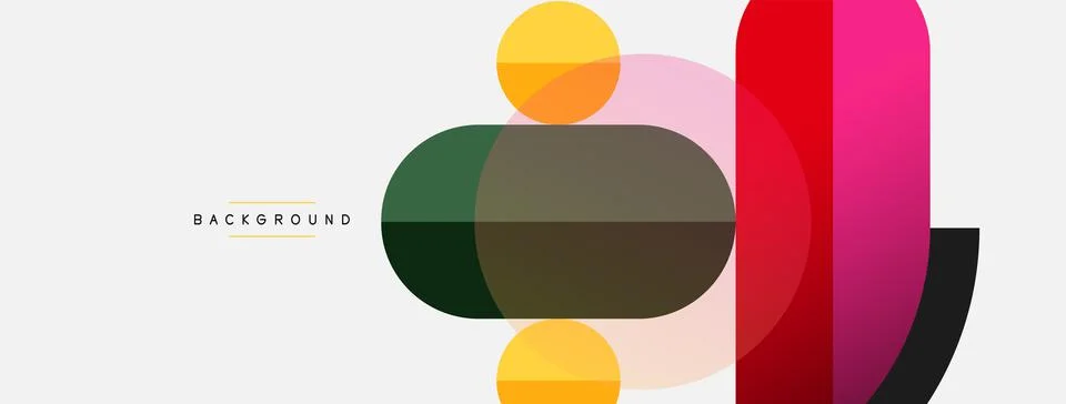 Geometric shapes composition abstract background. Circles lines and rectangles Stock Illustration