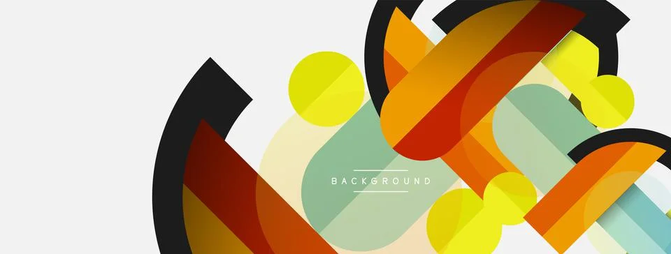 Geometric shapes composition abstract background. Circles lines and rectangles 스톡 일러스트