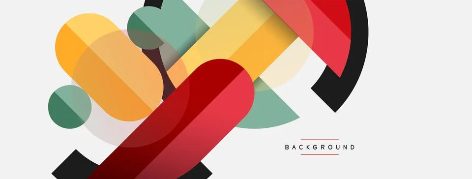Geometric shapes composition abstract background. Circles lines and rectangles Stockillustratie