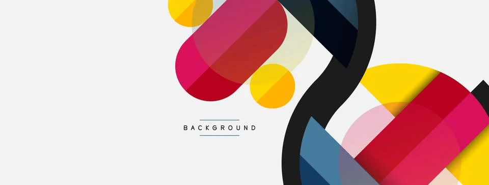 Geometric shapes composition abstract background. Circles lines and rectangles Stock Illustration