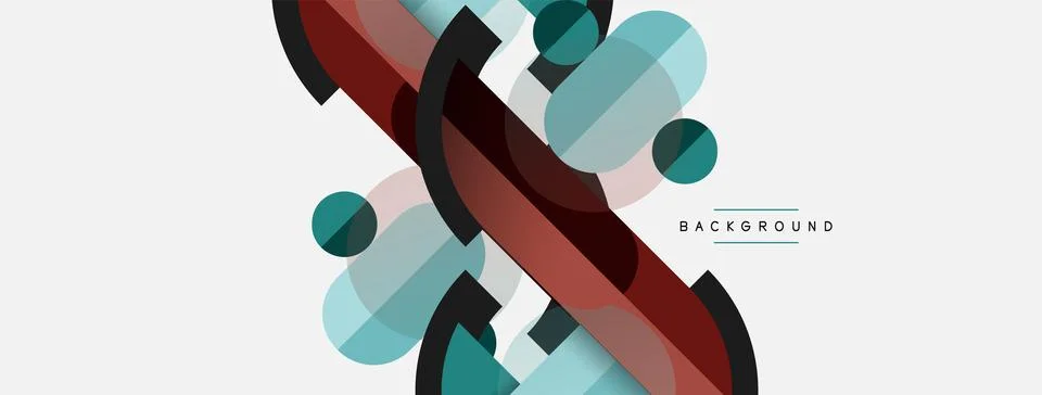 Geometric shapes composition abstract background. Circles lines and rectangles Illustrazione stock