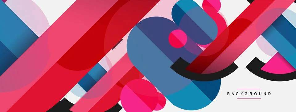 Geometric shapes composition abstract background. Circles lines and rectangles Stock Illustration