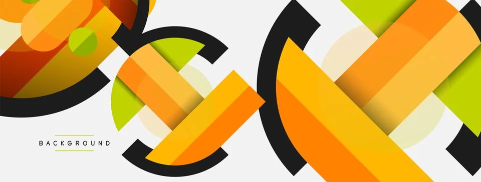 Geometric shapes composition abstract background. Circles lines and rectangles Illustration
