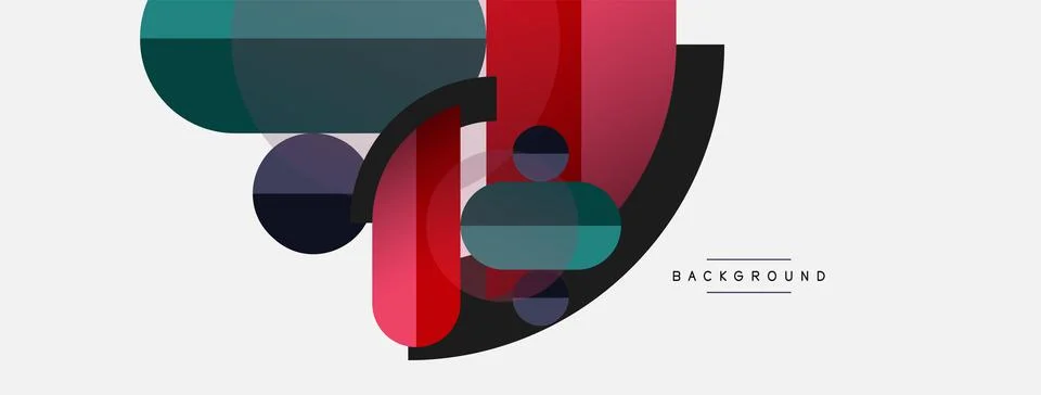 Geometric shapes composition abstract background. Circles lines and rectangles イラスト素材