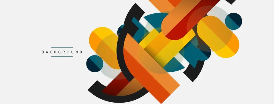 Geometric shapes composition abstract background. Circles lines and rectangles イラスト素材