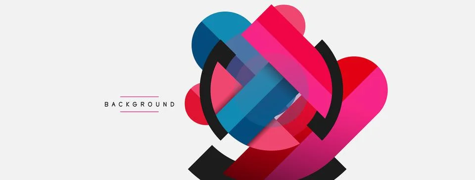 Geometric shapes composition abstract background. Circles lines and rectangles Stock Illustration