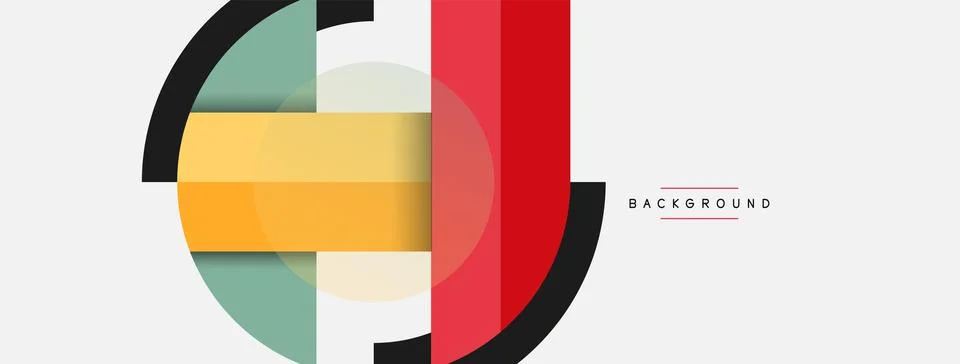 Geometric shapes composition abstract background. Circles lines and rectangles Stockillustratie