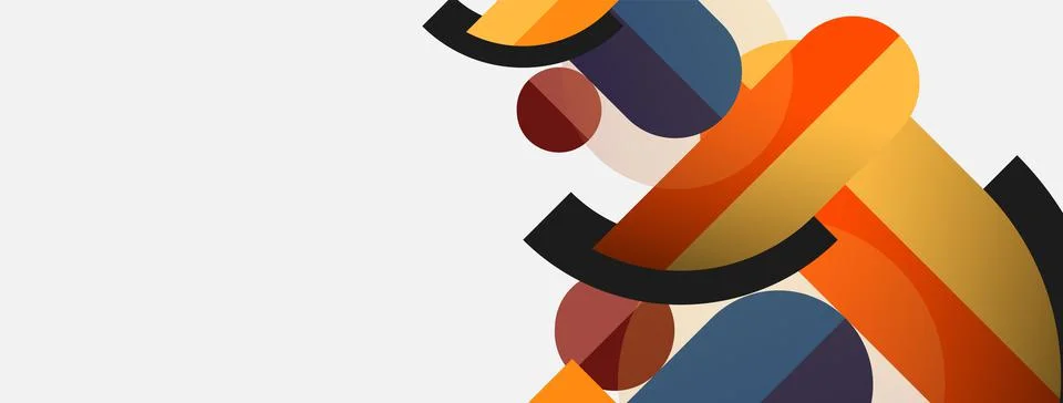 Geometric shapes composition abstract background. Circles lines and rectangles Stock Illustration