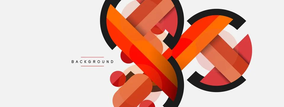 Geometric shapes composition abstract background. Circles lines and rectangles Stock Illustration