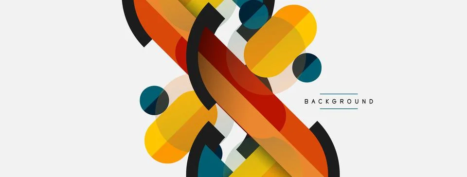 Geometric shapes composition abstract background. Circles lines and rectangles 스톡 일러스트