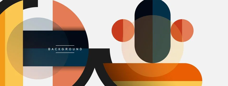 Geometric shapes composition abstract background. Circles lines and rectangles 스톡 일러스트