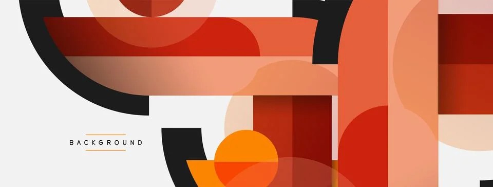 Geometric shapes composition abstract background. Circles lines and rectangles Illustrazione stock