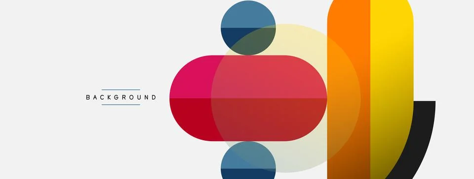 Geometric shapes composition abstract background. Circles lines and rectangles 库存插图
