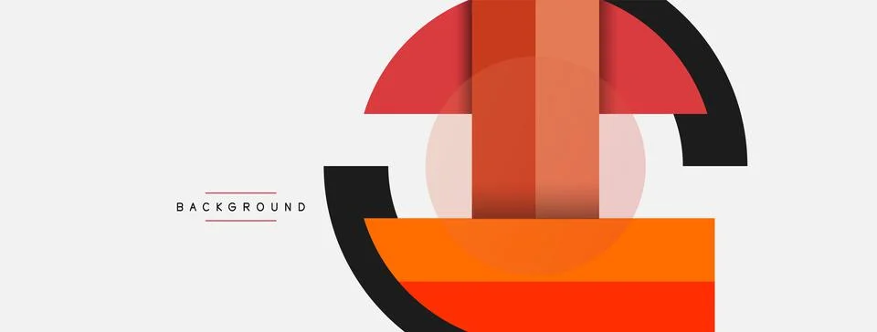 Geometric shapes composition abstract background. Circles lines and rectangles Stock Illustration