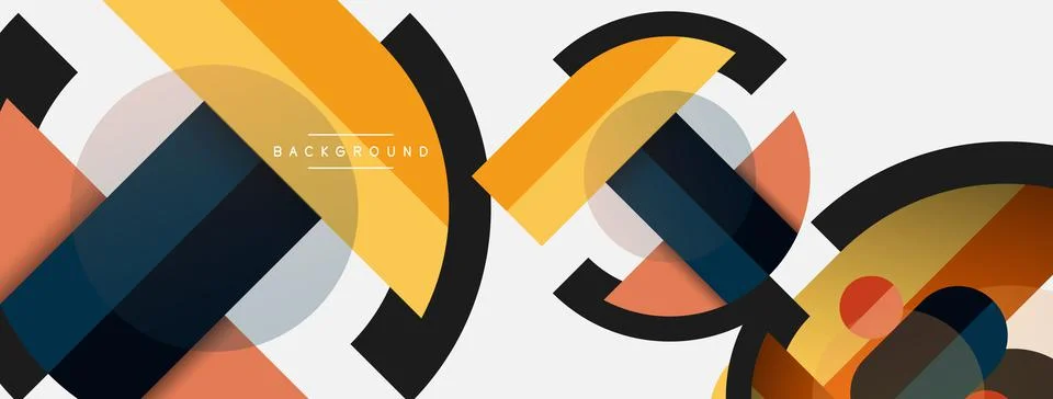 Geometric shapes composition abstract background. Circles lines and rectangles 스톡 일러스트