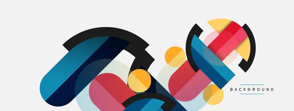 Geometric shapes composition abstract background. Circles lines and rectangles 스톡 일러스트