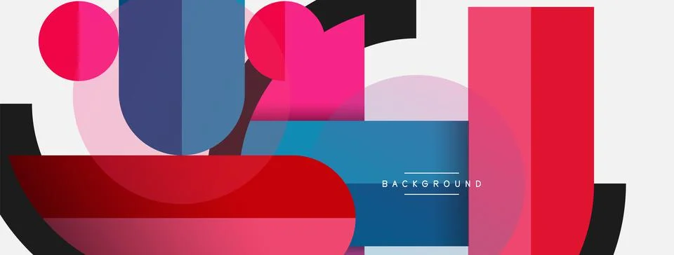 Geometric shapes composition abstract background. Circles lines and rectangles Illustrazione stock